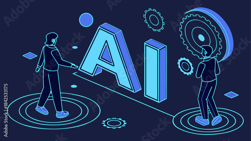 Futuristic 3D visual of AI deep learning, machine connections, and a digital brain embedded in a high-tech circuit board, showcasing advanced big data processing.