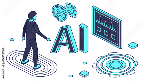 AI neural network in 3D, illustrating advanced machine learning, big data analysis, and futuristic technology with intricate circuit board details.