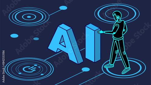 3D visualization of AI technology, featuring deep learning algorithms, neural connections, and a digital brain embedded within a high-tech circuit board.