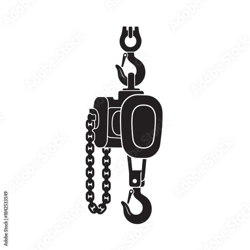 Chain Hoist Silhouette Icon Isolated on White Background