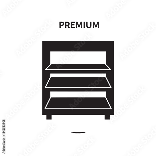 Black Shelf Icon Three Shelves Isolated on White Background Vector