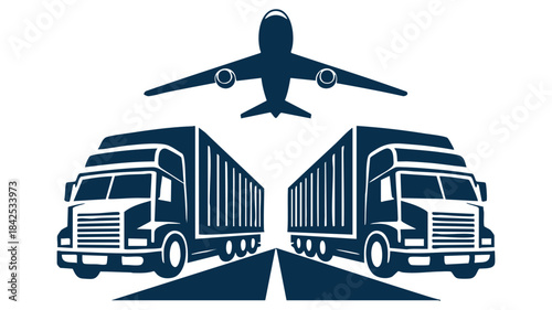 Global logistics and transportation icon representing air freight and road delivery services