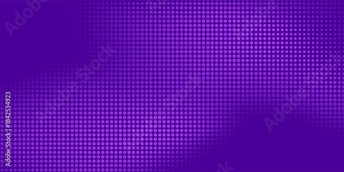 Abstract purple halftone dots pattern violet blue background. Pixelated texture dot overlay concept mesh.