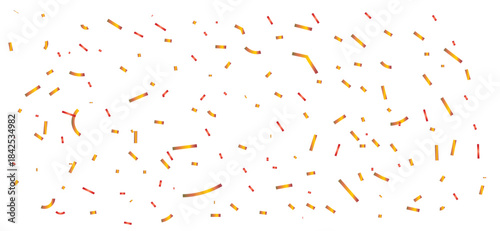 Confetti Dots and Strips Scattered on White Background, Festive Party Decoration Concept for Celebration.