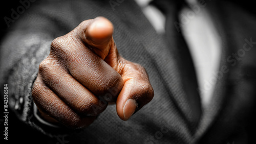 Homme d'affaires afro-américain pointant du doigt