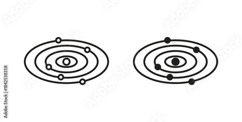 Space icon in line design and solid black and white colors for designs