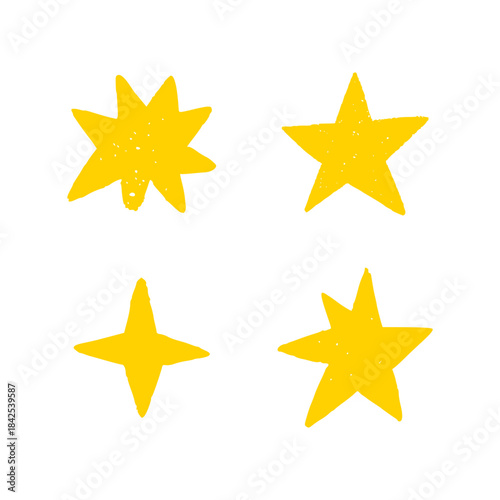 Hand drawn shooting star doodles with sparkle effects. Perfect for Christmas designs, winter holidays, festive greeting cards. Vector line art illustration with magical emphasis. Chalk sketch