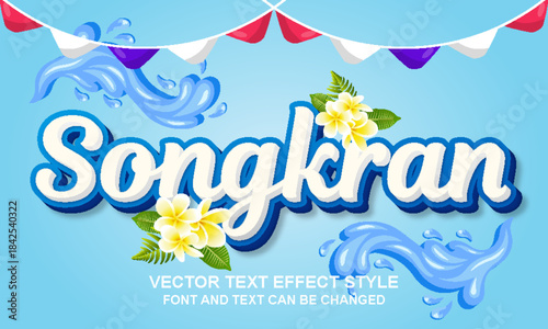 songkran water splash festival traditional paradise editable text effect font style template typography lettering