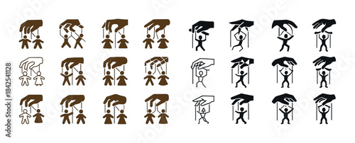 Collection of human manipulation sign illustrations in various s