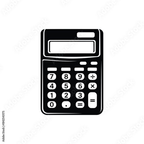 Black and white simple calculator icon for basic math and financial calculations