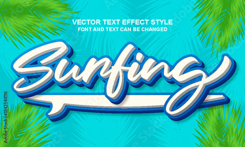 surfing beach tropical paradise island editable text effect font style template typography lettering