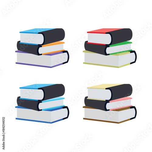 book stack of books back to school study literature studying emoji symbol sign icon vector illustration isolated flat