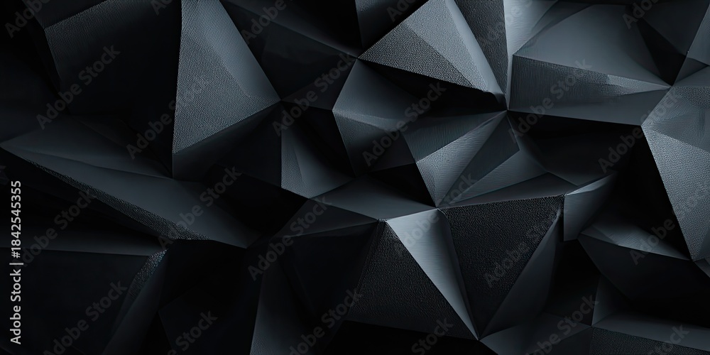 Fototapeta premium Abstract dark geometric shapes forming a textured, three-dimensional pattern