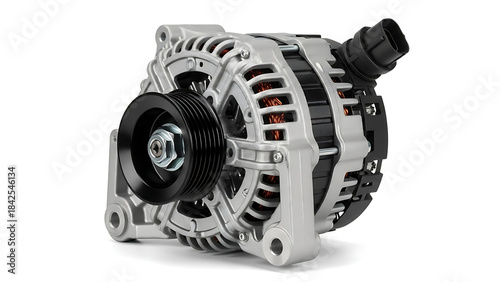Car alternator with exposed internal components
