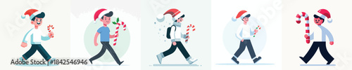 vector of a man carrying a candy cane