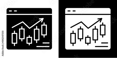 Market Index Chart  Icon Set White Style Collection