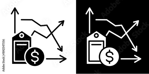Price Volatility  Icon Set White Style Collection