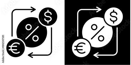 Exchange Rate  Icon Set White Style Collection