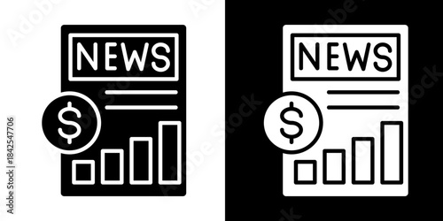 Financial News Feed  Icon Set White Style Collection