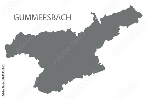 Gummersbach city map with boroughs grey illustration silhouette shape