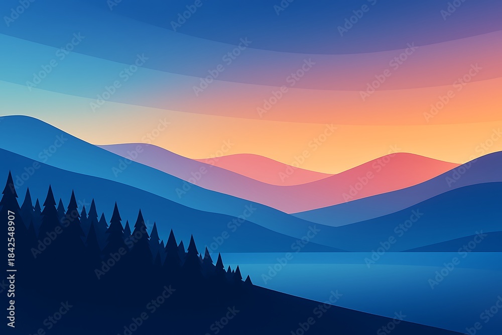 Obraz premium Abstract Mountain Sunset