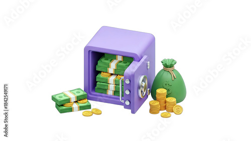 Safe with Money and Coins - Financial Security Concept