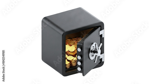 Safe with Gold Coins Open: Financial Security Concept