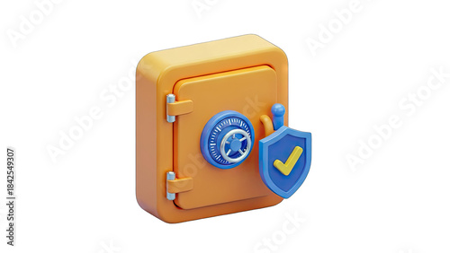 Safe with Shield Icon: Security and Protection Concept