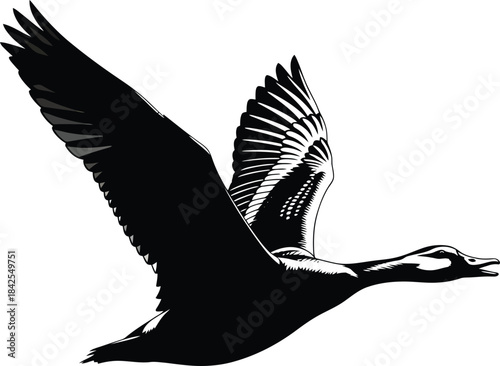Flying Goose Silhouette Vector Illustration