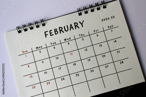 Monthly calendar template for the new year 2026 desk calendar,isolated on white background.