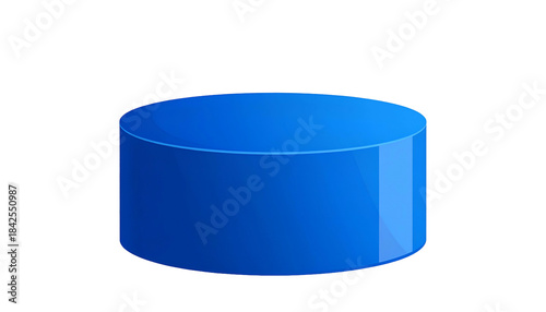 A vibrant blue cylinder, 3D rendered, floating against a solid black backdrop