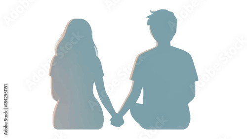 Holding Hands: Silhouettes of a couple hold hands, their fingers intertwined, symbolizing unity, love, and connection. Evokes a sense of intimacy and emotional bond.