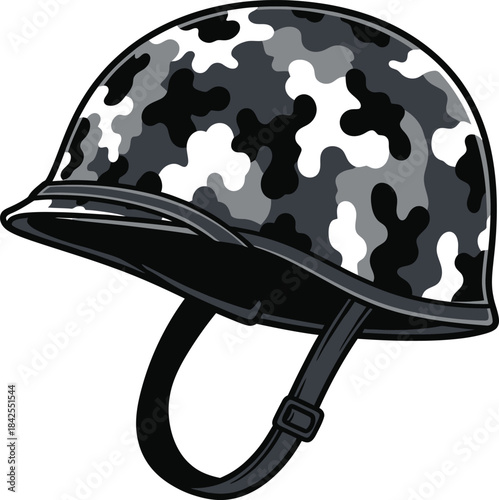 Camouflage Military Helmet Vector Illustration