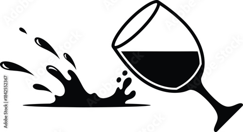 Wine glass spilling liquid vector illustration