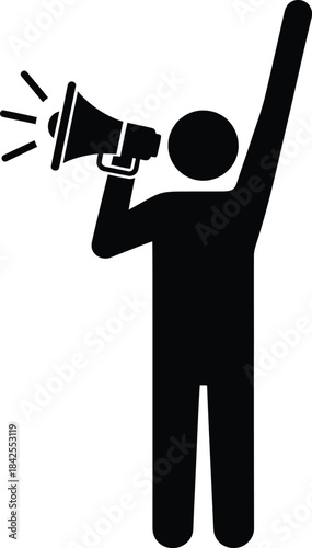 Person holding megaphone silhouette icon