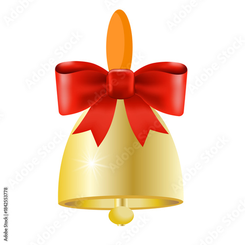 Golden bell with a red bow vector