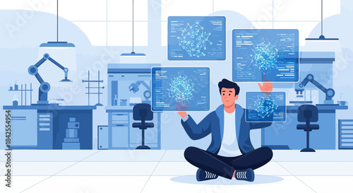 Futuristic technology integration in modern laboratory for development of advanced applications