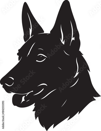 Belgian malinois head silhouette vector illustration