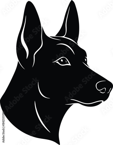 Belgian malinois head silhouette vector illustrations