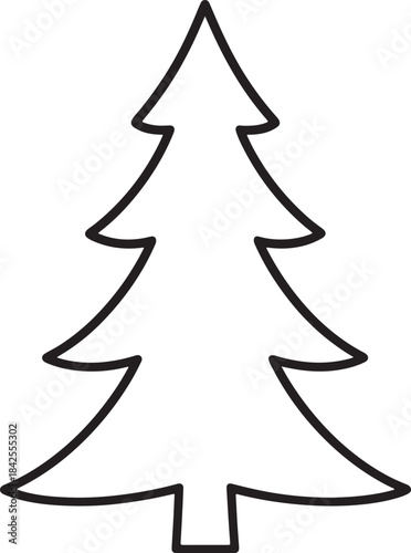 Christmas tree outline line art vector illustrations