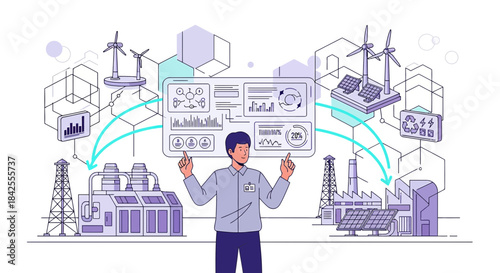 Innovative energy monitoring system with data analysis and visualization interface design showing