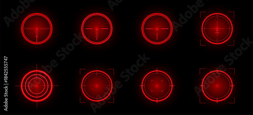 Futuristic red crosshairs glowing with immersive light