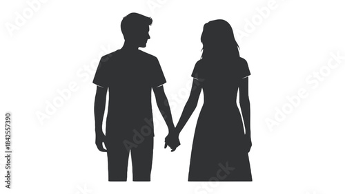 Silhouette of Love: A tender moment captured in silhouette. A couple holds hands, their forms defined against an empty canvas, emphasizing the bond between them. 