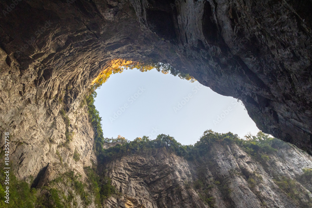 Obraz premium Three Natural Bridges at Wulong Karst Geological Park, Chongqing, China