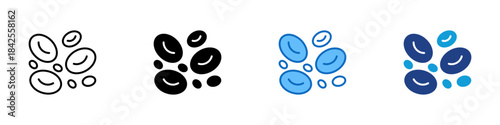 Blood Cell Multiple Style Icon Design Vector - blood cell icon representing biology, medical study, and microscopic organisms