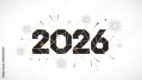 2026 happy new year fireworks celebration vector illustration