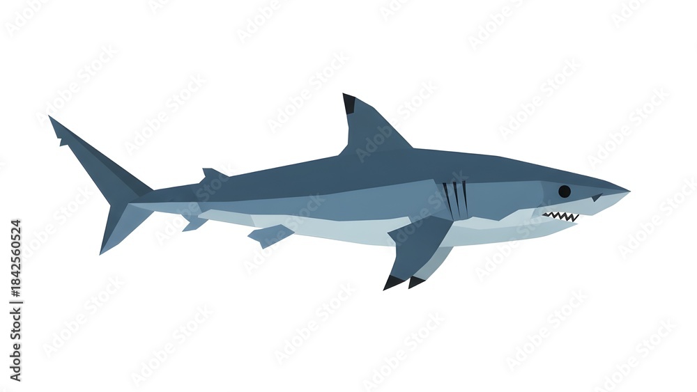 Obraz premium Shark illustration: An artistic representation of a sleek shark gracefully gliding through the aquatic world, a symbol of power and the enigmatic depths of the sea.