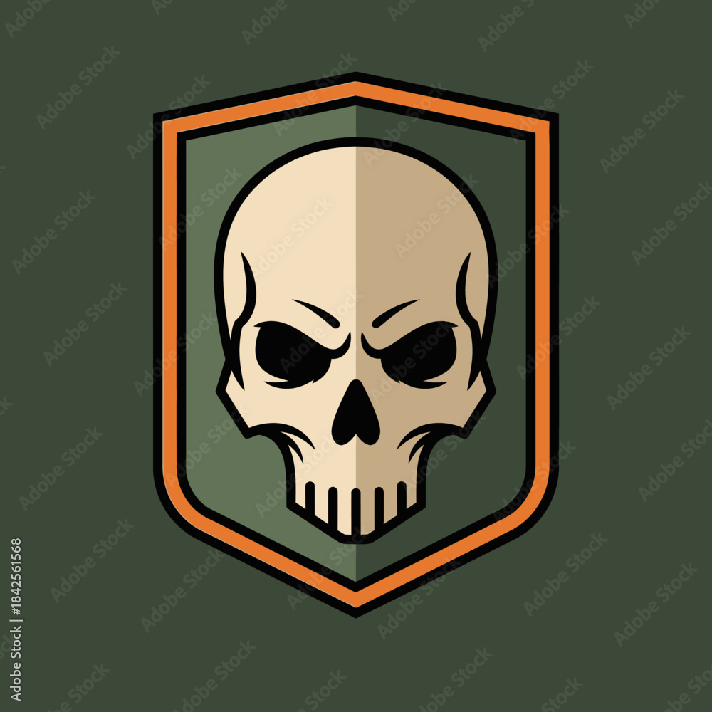 Fototapeta premium Symbolic Skull Emblem in Military Style Depicting Grim Resolve and Tactical Identity