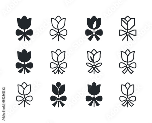 Floral Emblem Logos. Greet with flowers. Icon set. Set Logo of g