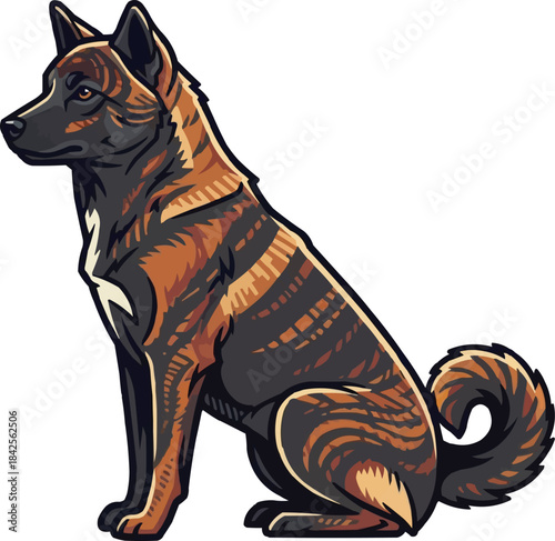 Kai Ken dog sitting side profile cute looking away pose